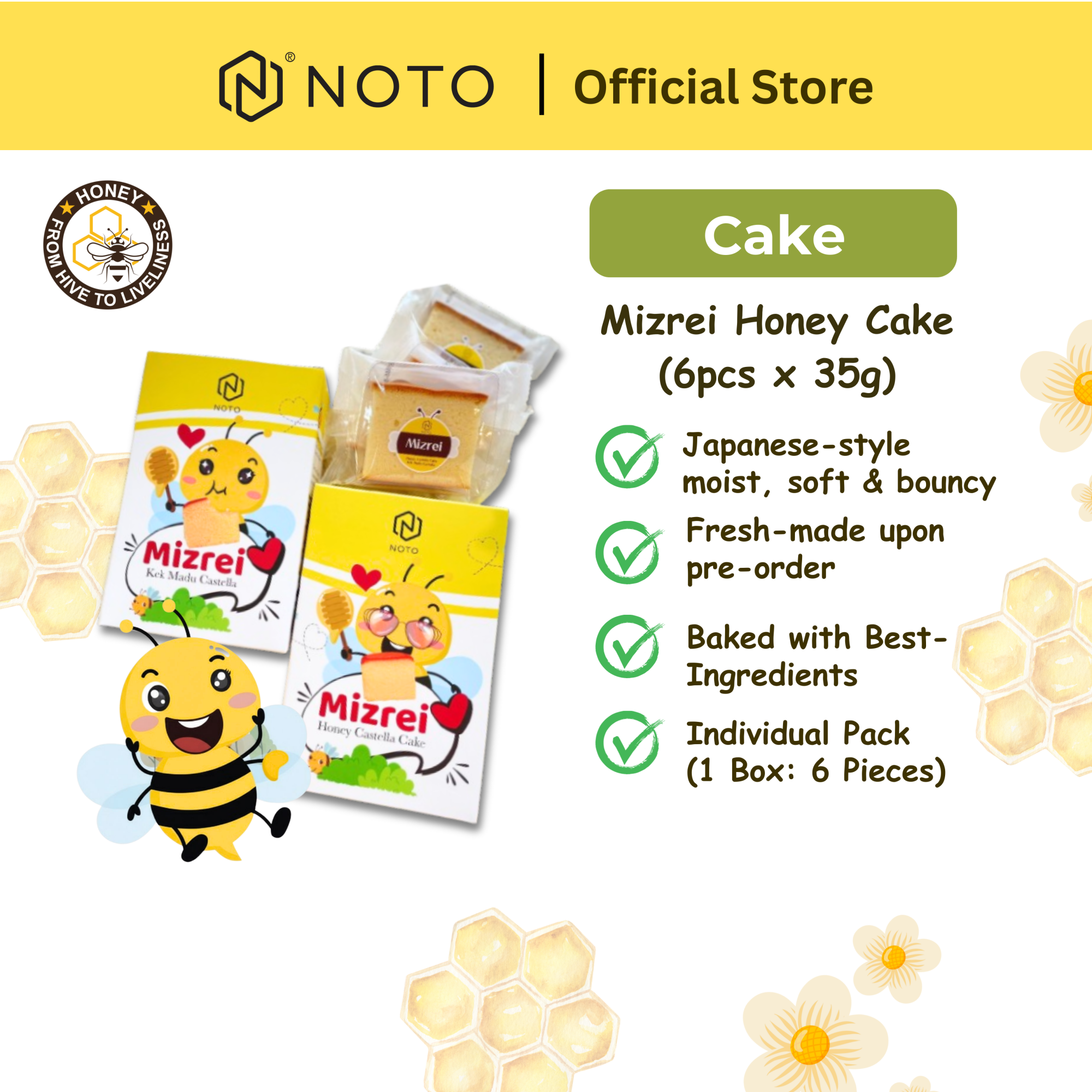 Authentic Japanese Cake - Mizrei Honey Castella